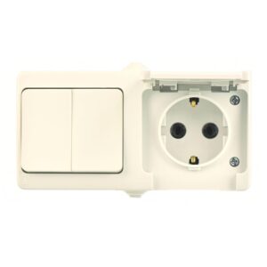 Günsan Fantasy Krem İkili Grup Priz (Komütatör + Kapaklı Topraklı Priz)