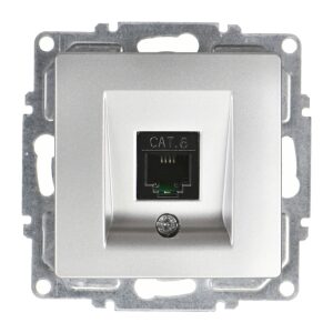 Günsan Visage Gümüş Vidalı Tekli Data Prizi (RJ45 Cat6)