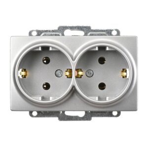 Günsan Visage Gümüş İkili Topraklı Priz- 16A 250V - Vidalı