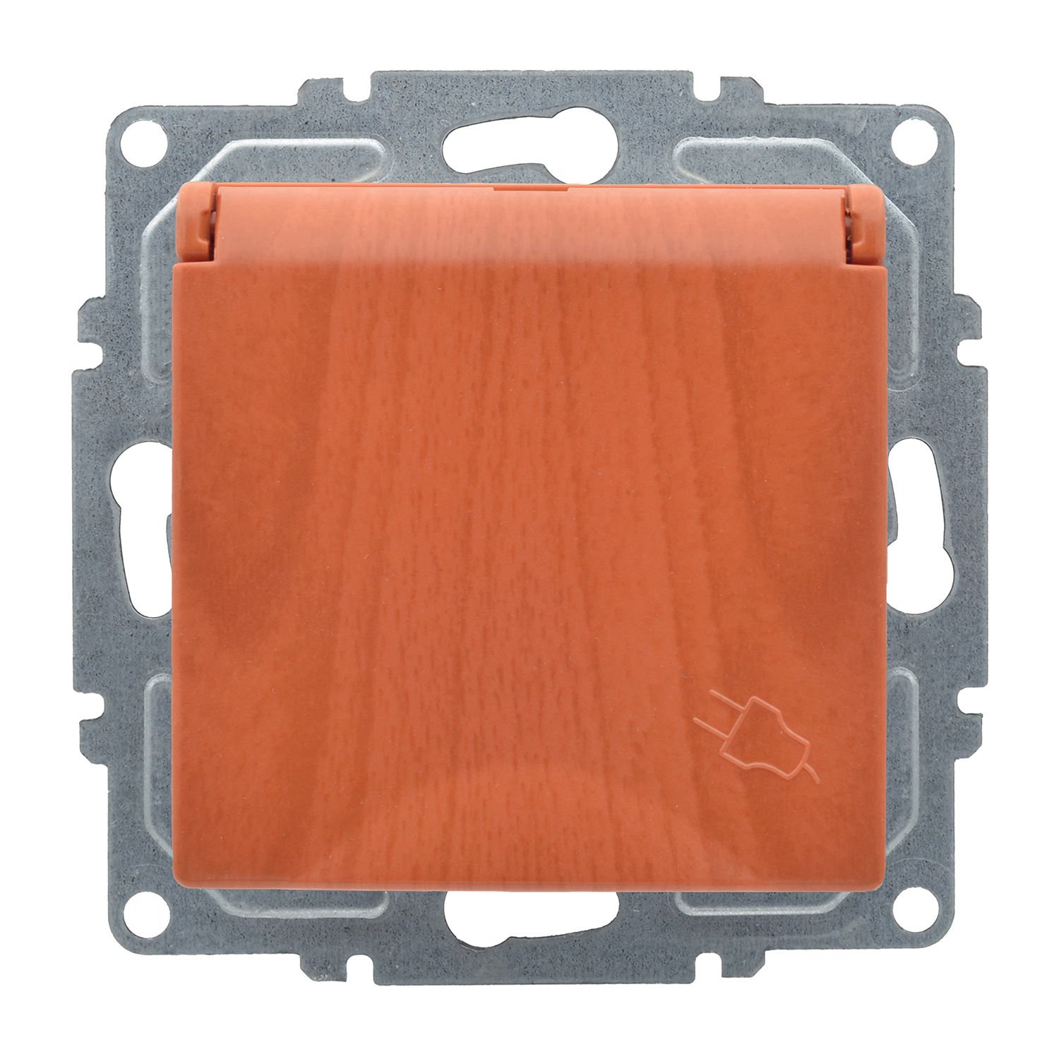 Günsan Visage Meşe Çocuk Korumalı Kapaklı Topraklı Priz - 16A 250V - Vidalı - Görsel 2