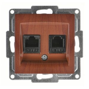 Günsan Visage Ceviz Data + Nümeris Telefon Prizi (RJ45 Cat6 + Cat3)