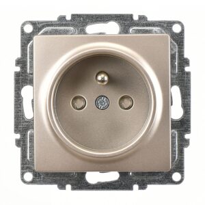 Günsan Visage Metalik Bej Çocuk Korumalı UPS Priz - 16A 250V - Vidalı