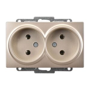 Günsan Visage Metalik Bej İkili Priz- 16A 250V - Vidalı