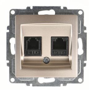 Günsan Visage Metalik Bej Data + Nümeris Telefon Prizi (RJ45 Cat6 + Cat3)
