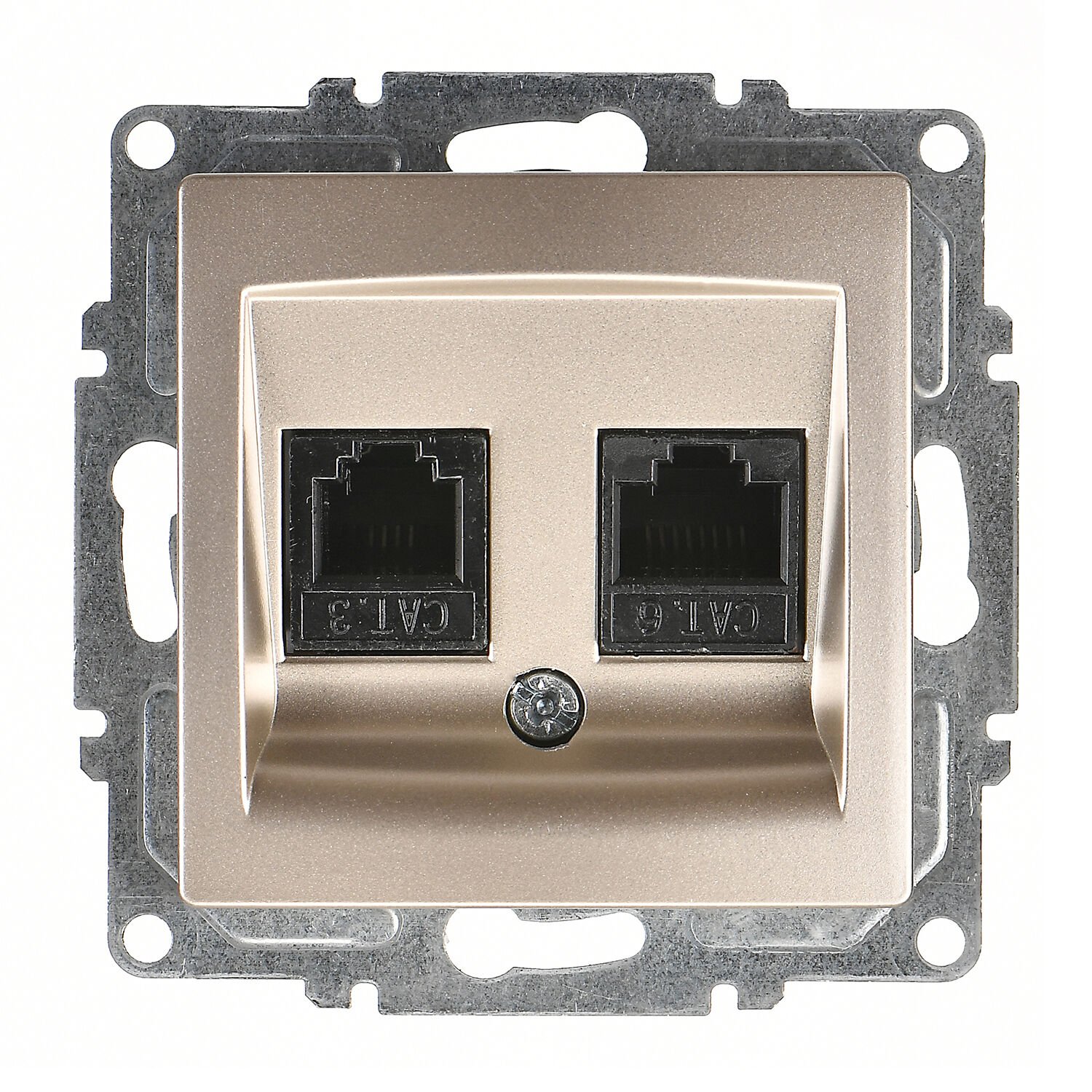 Günsan Visage Metalik Bej Data + Nümeris Telefon Prizi (RJ45 Cat6 + Cat3)