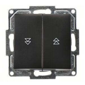 Günsan Visage Metalik Siyah Jaluzi Kumanda Anahtarı - İki Düğmeli ve Klipsli - 10AX 250V