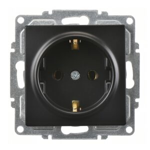 Günsan Visage Metalik Siyah Topraklı Priz- 16A 250V - Vidalı