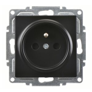 Günsan Visage Metalik Siyah Çocuk Korumalı UPS Priz - 16A 250V - Vidalı