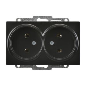 Günsan Visage Metalik Siyah İkili Priz- 16A 250V - Vidalı