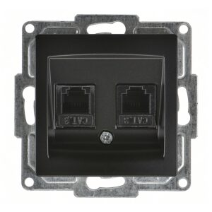 Günsan Visage Metalik Siyah Vidalı İkili Nümeris Telefon Prizi (2 x Cat3)