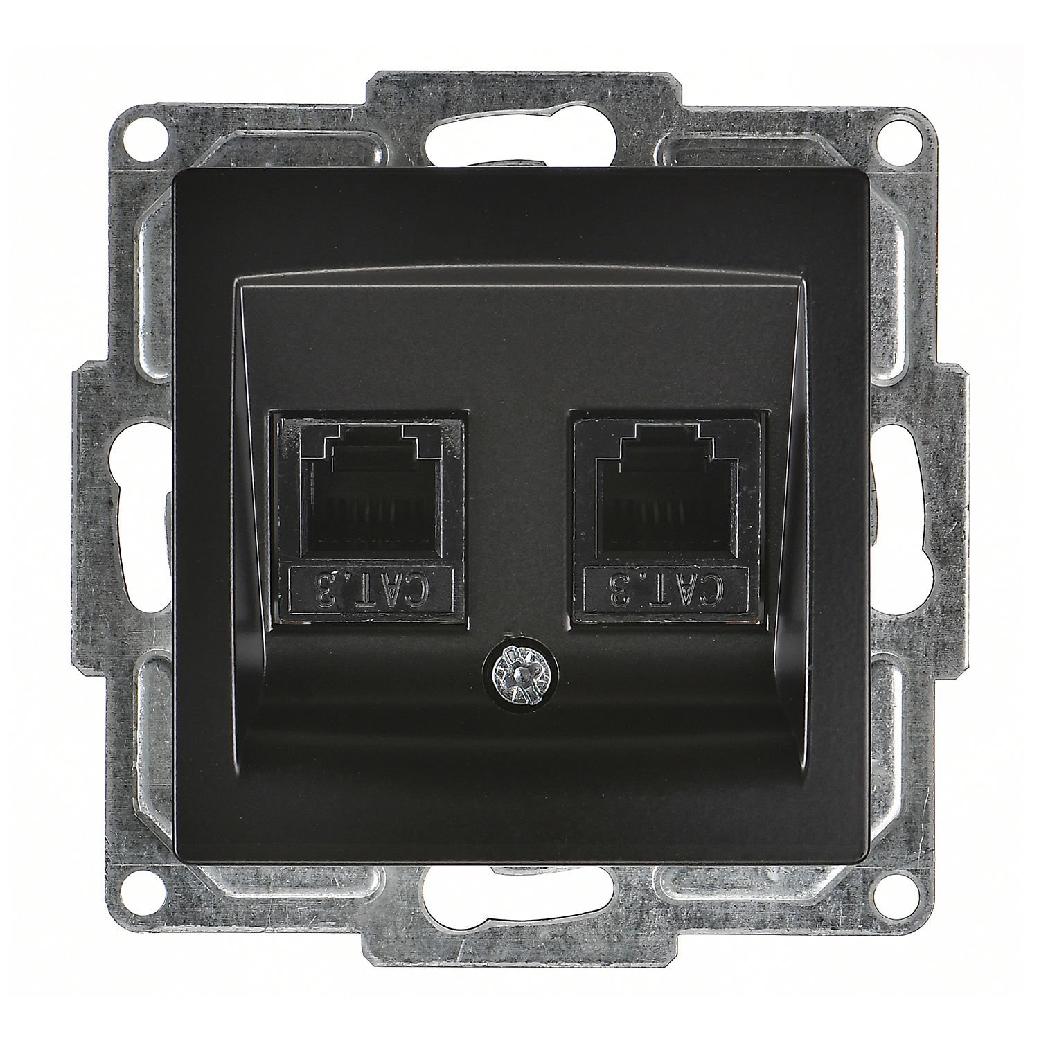 Günsan Visage Metalik Siyah Vidalı İkili Nümeris Telefon Prizi (2 x Cat3)