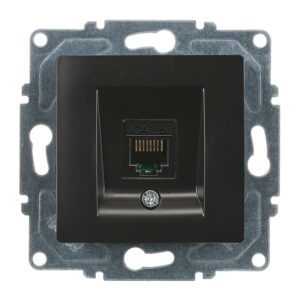 Günsan Visage Metalik Siyah Vidalı Tekli Data Prizi (RJ45 Cat5E)