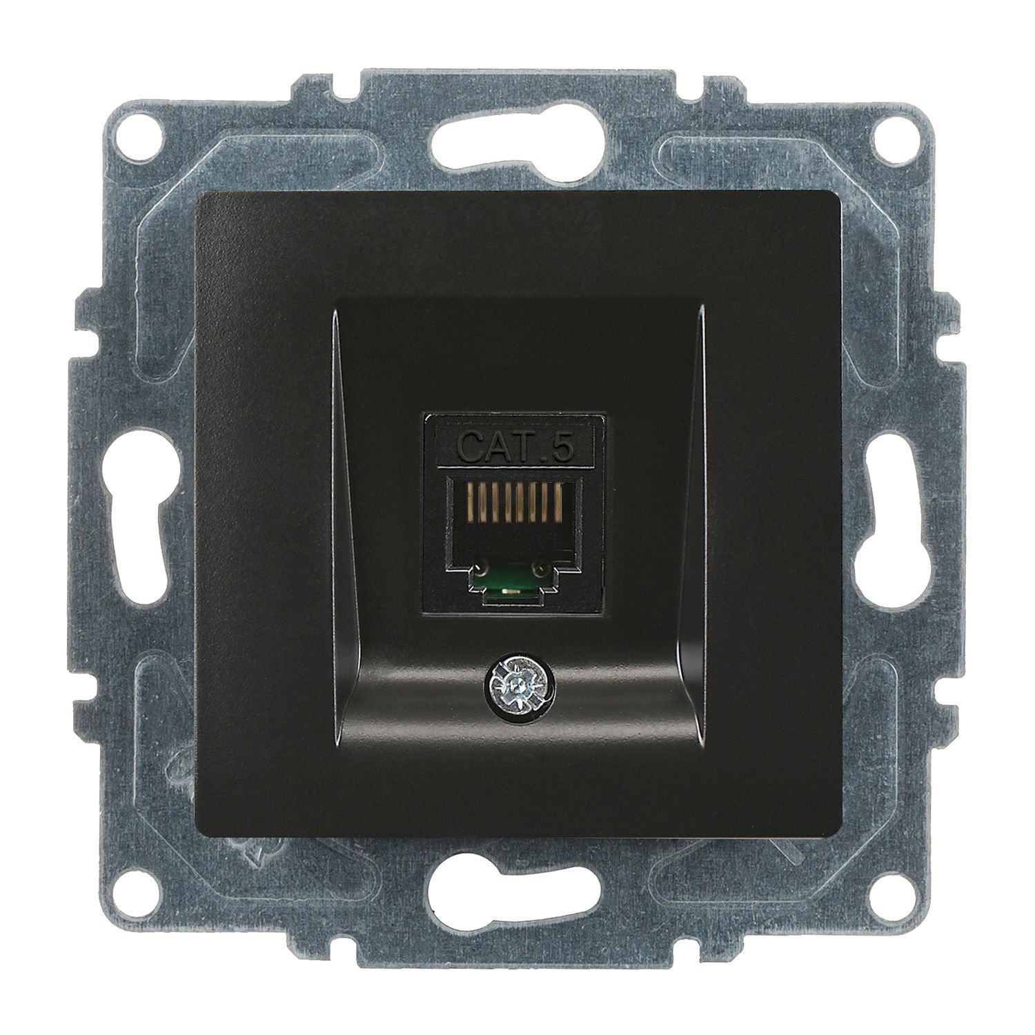 Günsan Visage Metalik Siyah Vidalı Tekli Data Prizi (RJ45 Cat5E)