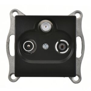 Günsan Visage Metalik Siyah Vidalı Tekli Uydu Prizi (Sat-TV-Radyo)