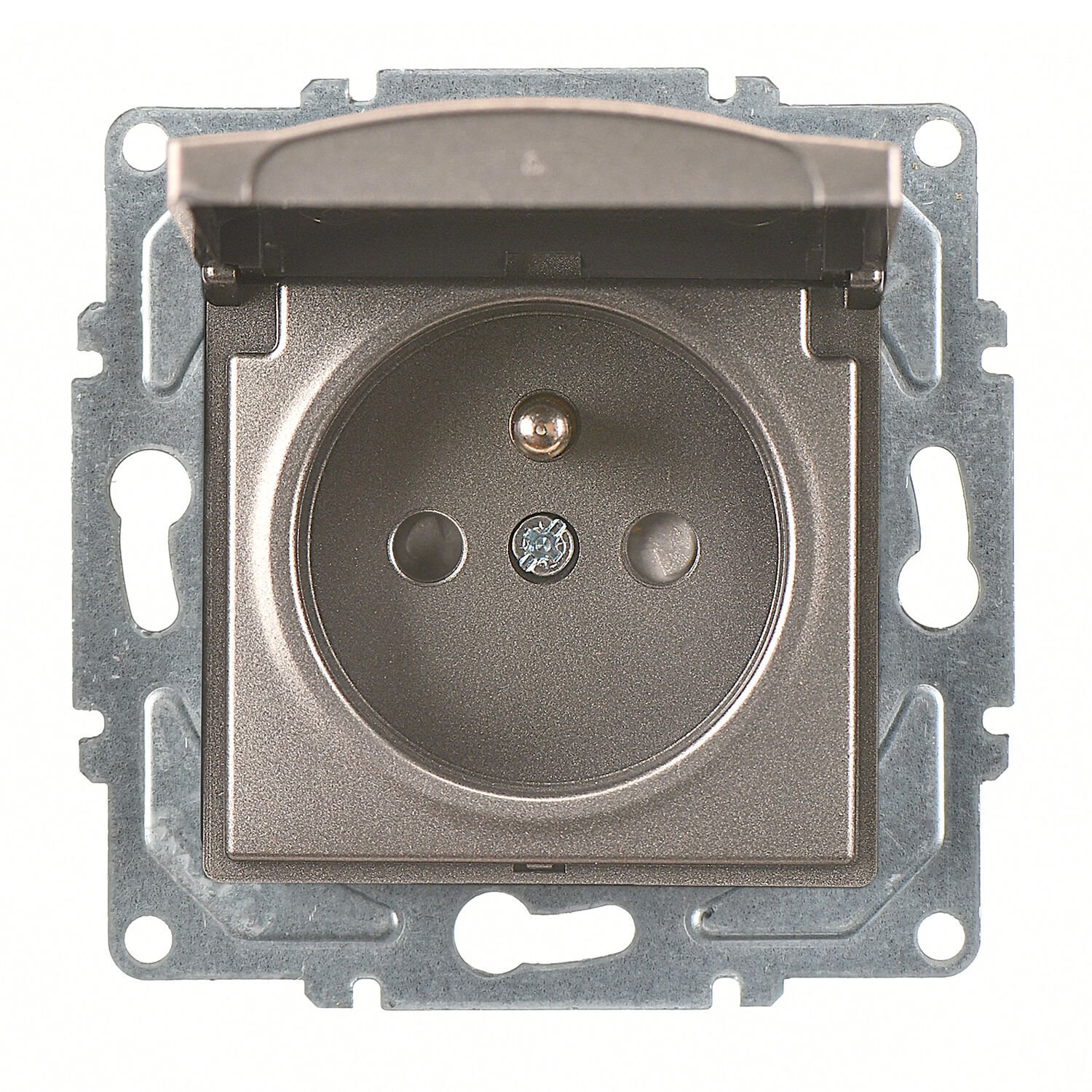 Günsan Visage Mocha Çocuk Korumalı Kapaklı UPS Priz - Vidalı