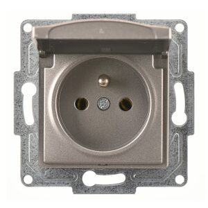 Günsan Visage Mocha Kapaklı UPS Priz - 16A 250V - Vidalı