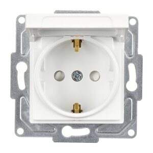 Günsan Eqona Beyaz Çocuk Korumalı Kapaklı Topraklı Priz- 16A 250V - Vidalı