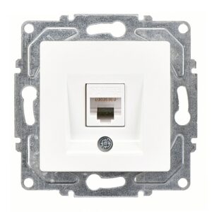 Günsan Eqona Beyaz Vidalı Tekli Data Prizi (RJ45 Cat5E)