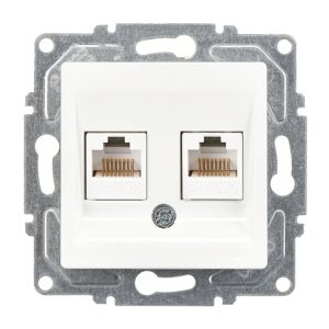 Günsan Eqona Beyaz Vidalı İkili Data Prizi (2 x RJ45 Cat5E)