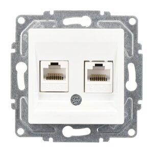 Günsan Eqona Beyaz Vidalı İkili Data Prizi (2 x RJ45 Cat6)