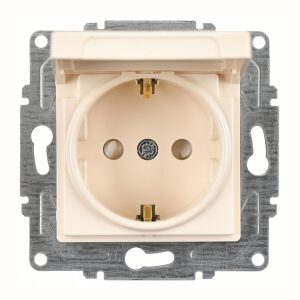 Günsan Eqona Krem Çocuk Korumalı Kapaklı Topraklı Priz - 16A 250V