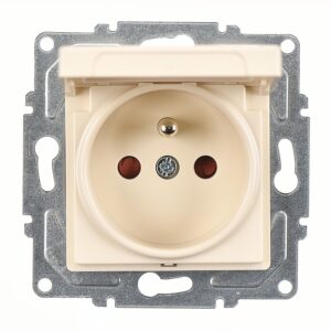 Günsan Eqona Krem Çocuk Korumalı Kapaklı UPS Priz - Vidalı