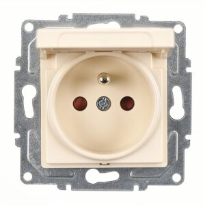 Günsan Eqona Krem Çocuk Korumalı Kapaklı UPS Priz - Klipsli