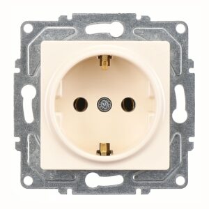 Günsan Eqona Krem Topraklı Priz- 16A 250V - Vidalı