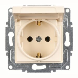 Günsan Eqona Krem Kapaklı Topraklı Priz- 16A 250V - Klipsli