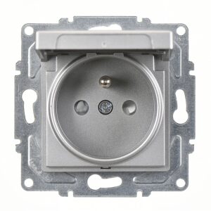 Günsan Eqona Gümüş Çocuk Korumalı Kapaklı UPS Priz - Vidalı