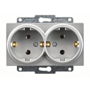 Günsan Eqona Gümüş İkili Topraklı Priz- 16A 250V - Vidalı