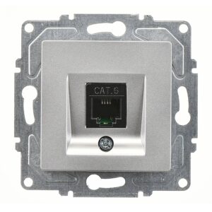 Günsan Eqona Gümüş Vidalı Tekli Data Prizi (RJ45 Cat6)