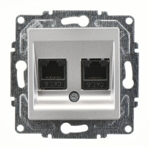Günsan Eqona Gümüş Vidalı İkili Data Prizi (2 x RJ45 Cat6)