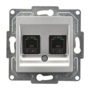 Günsan Eqona Gümüş Vidalı Data & Nümeris Telefon Prizi  (RJ45 Cat6 + Cat3)