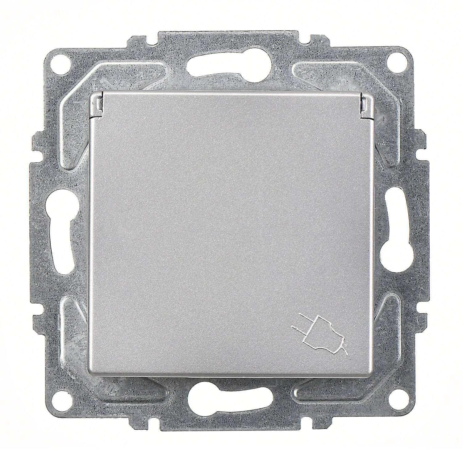 Günsan Eqona Gümüş Çocuk Korumalı Kapaklı UPS Priz - Klipsli - Görsel 2