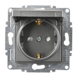 Günsan Eqona Füme Çocuk Korumalı Kapaklı Topraklı Priz- 16A 250V - Vidalı
