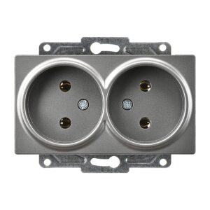 Günsan Eqona Füme İkili Priz- 16A 250V - Vidalı