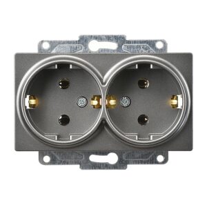 Günsan Eqona Füme İkili Topraklı Priz- 16A 250V - Vidalı