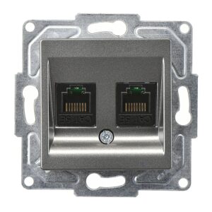 Günsan Eqona Füme Vidalı İkili Data Prizi (2 x RJ45 Cat5E)