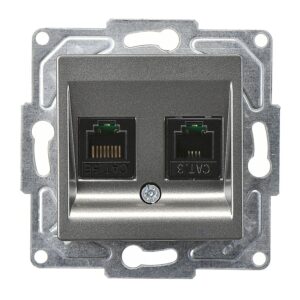 Günsan Eqona Füme Vidalı Data & Nümeris Telefon Prizi (RJ45 Cat5E + Cat3)
