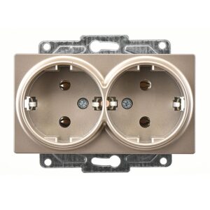 Günsan Eqona Metalik Bej İkili Topraklı Priz- 16A 250V - Vidalı