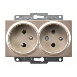 Günsan Eqona Metalik Bej İkili UPS Priz- 16A 250V - Vidalı