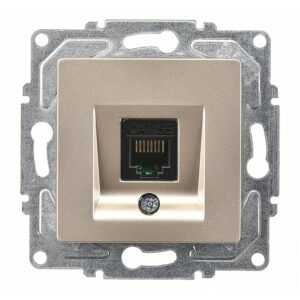 Günsan Eqona Metalik Bej Vidalı Tekli Data Prizi (RJ45 Cat5E)