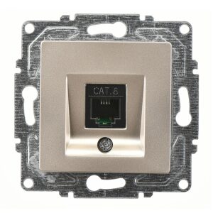 Günsan Eqona Metalik Bej Vidalı Tekli Data Prizi (RJ45 Cat6)