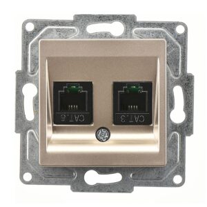 Günsan Eqona Metalik Bej Vidalı Data & Nümeris Telefon Prizi (RJ45 Cat6 + Cat3)