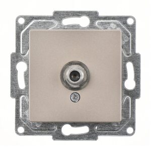 Günsan Eqona Metalik Bej Vidalı Tekli Uydu Prizi F Konnektörlü (Geçişli-Sonlu)