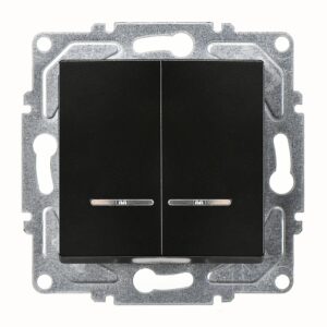 Günsan Eqona Metalik Siyah Vidalı Eqona Işıklı Komütatör