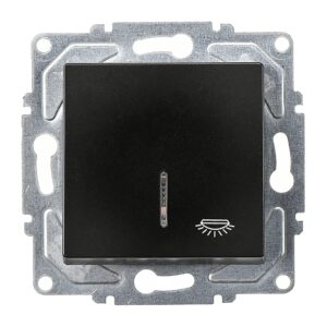 Günsan Eqona Metalik Siyah Vidalı Eqona Işıklı Liht Anahtar