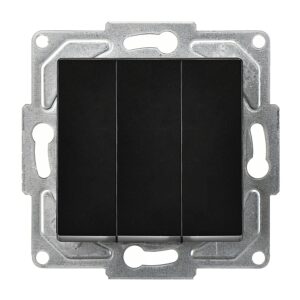 Günsan Eqona Metalik Siyah Vidalı Üçlü Anahtar 10AX 250V