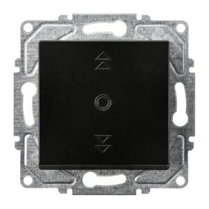 Günsan Eqona Metalik Siyah Vidalı Jaluzi Kumanda Anahtarı - Tek Düğmeli 10AX 250V